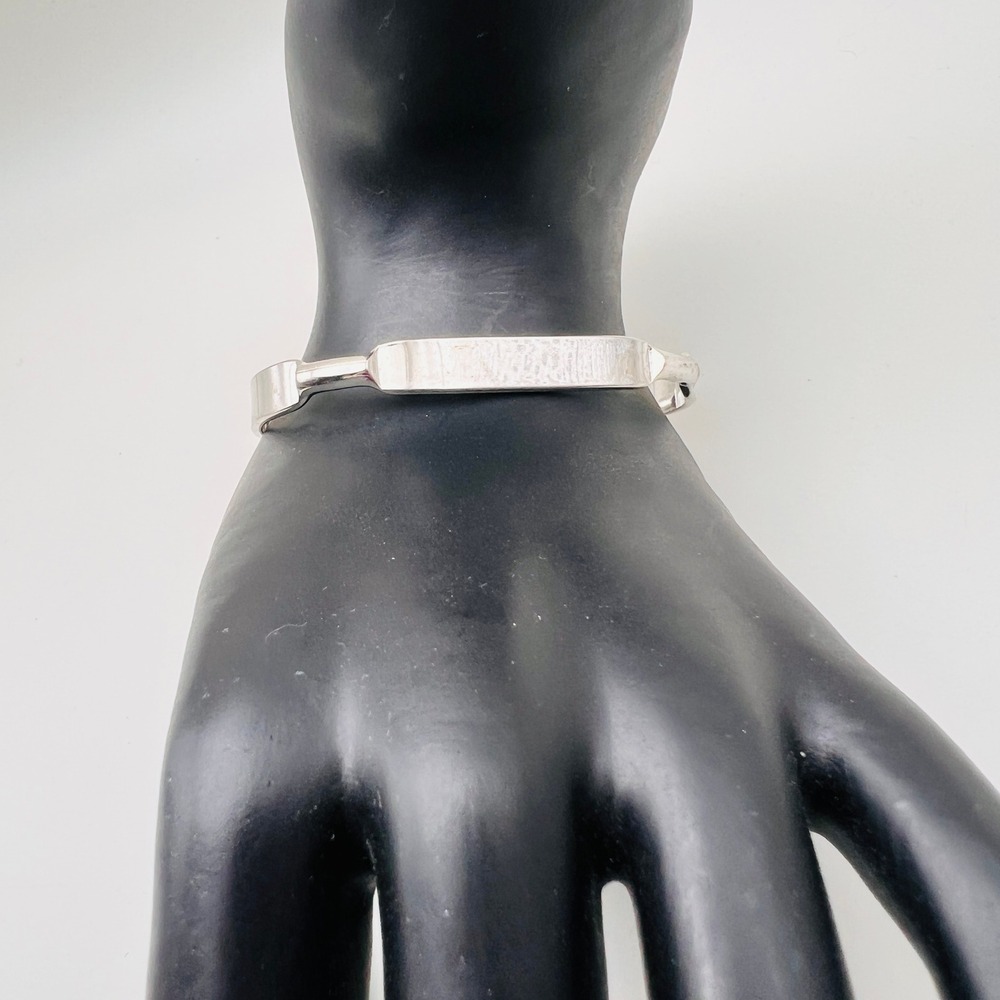 Silver Tone Cuff Bracelet Geometric Modernist Sculptural Minimalist ID Statement